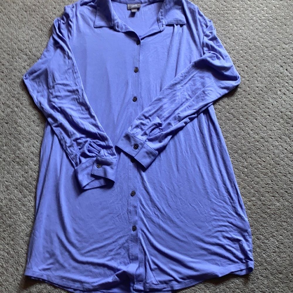 J. Jill Stretch Button‑Front Top Women’s Medium Lavender Long Sleeve
